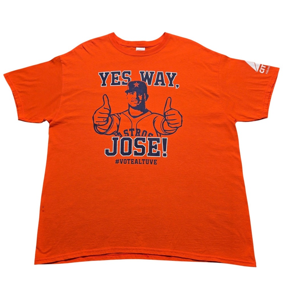 Gildan Houston Astros Jose Altuve Yes Way Jose Orange Graphic T-Shirt‎ Mens XL